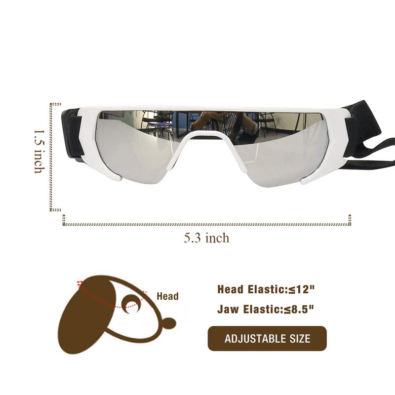 URBEST Dog Goggles, Eye Protection (New Version) Sunglasses Waterproof Windproof UV Protection for Medium Dogs (White) - Image 2